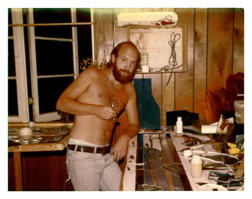 Dewey Duckham working in his stained glass studio