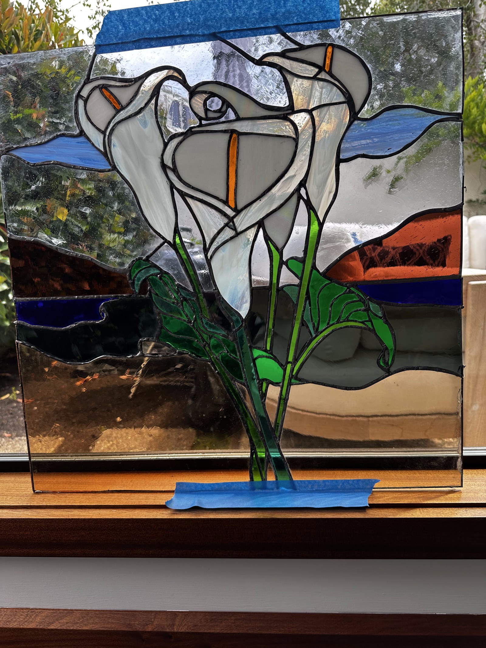 Round DewPoint Vineyards stained glass window